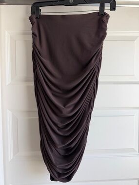 Express Draped Pencil Skirt in Dark Brown